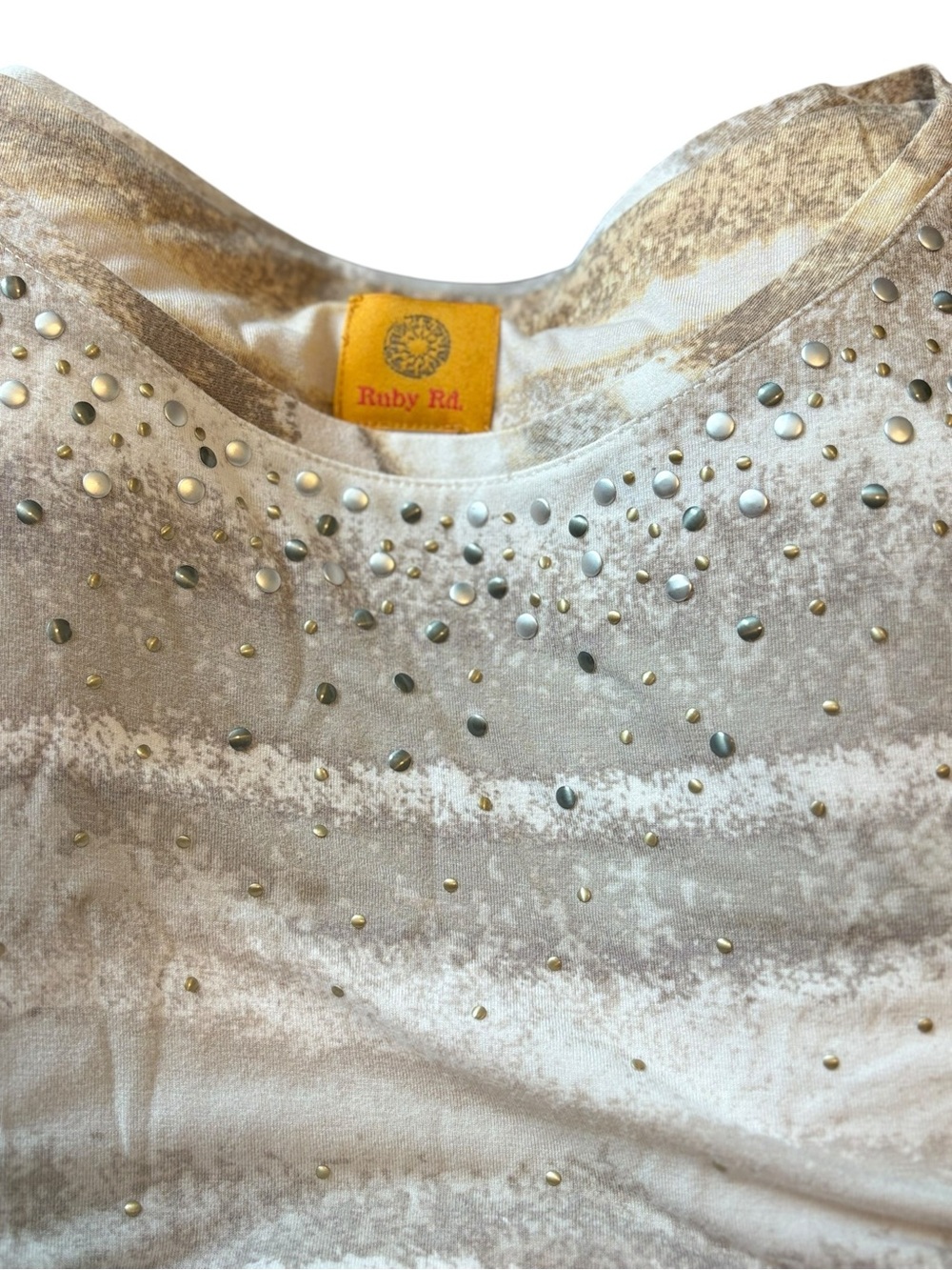 Ruby Rd Women’s Large Rhinestone Embellished Ruched Side Tie Top Size Large - Picture 5 of 7